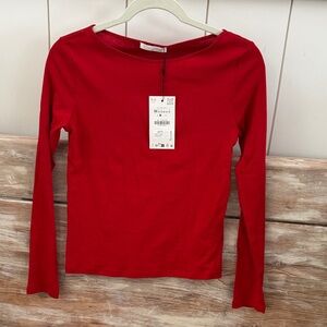 Zara Red Long Sleeve Top